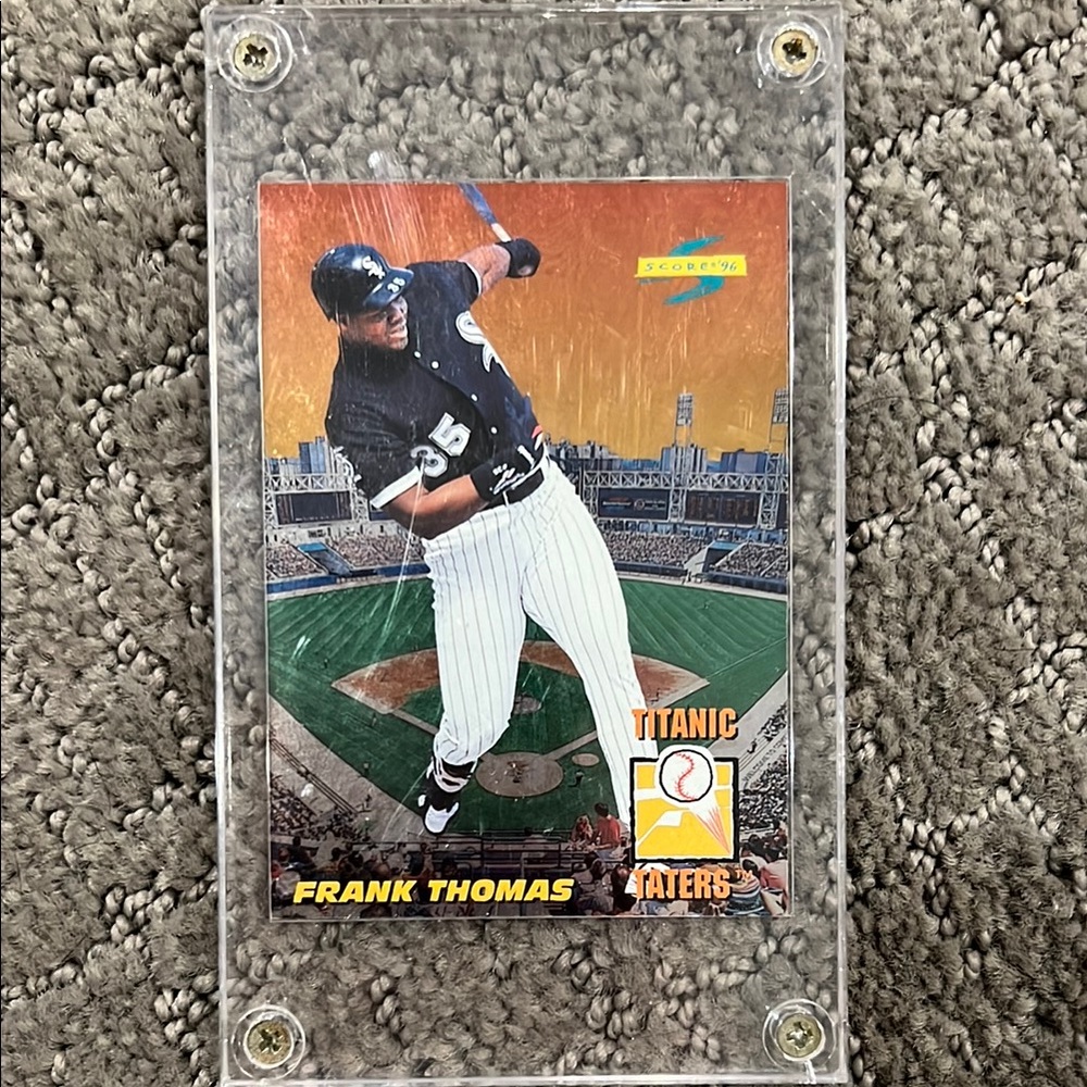 Frank Thomas 1996 Titanic Taters White Sox Baseball Card in Protective Case